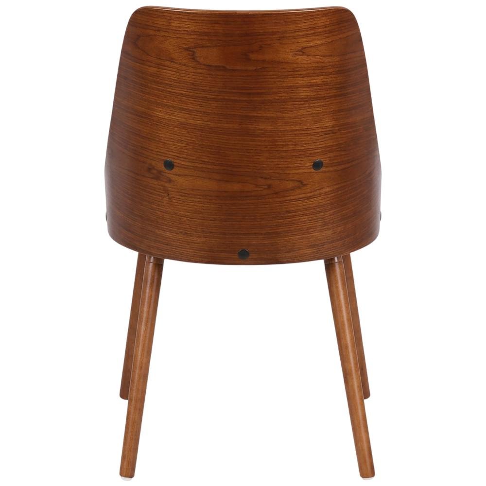Walnut and Grey Fabric Dining Chair with Wooden Frame and Foam Padding