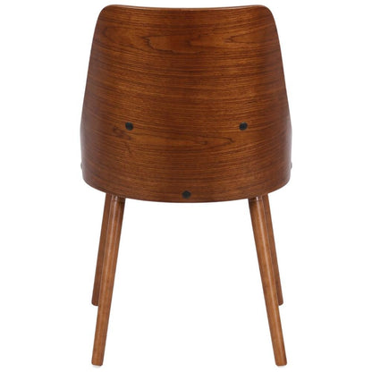 Walnut and Grey Fabric Dining Chair with Wooden Frame and Foam Padding