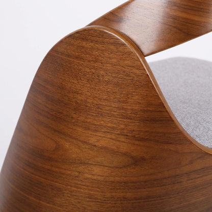 Walnut and Grey Fabric Dining Chair with Wooden Frame and Foam Padding