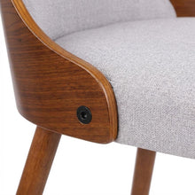 Walnut and Grey Fabric Dining Chair with Wooden Frame and Foam Padding
