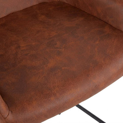 Black industrial counter stools with faux leather seats, set of 2