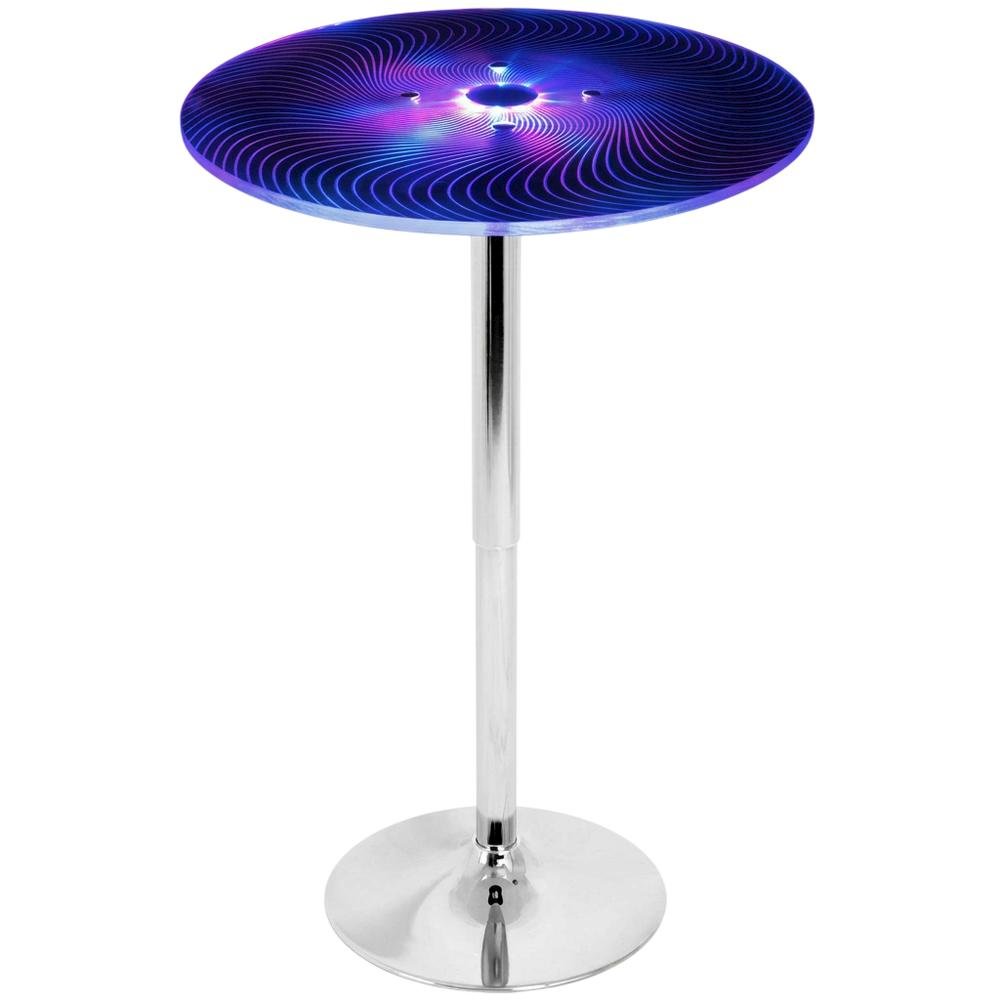 Light Up Adjustable Bar Table with Acrylic and Metal Finish for Modern Bars