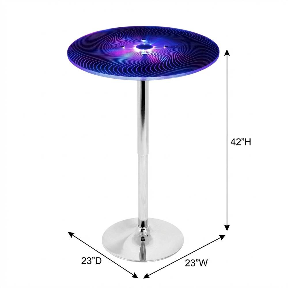 Light Up Adjustable Bar Table with Acrylic and Metal Finish for Modern Bars