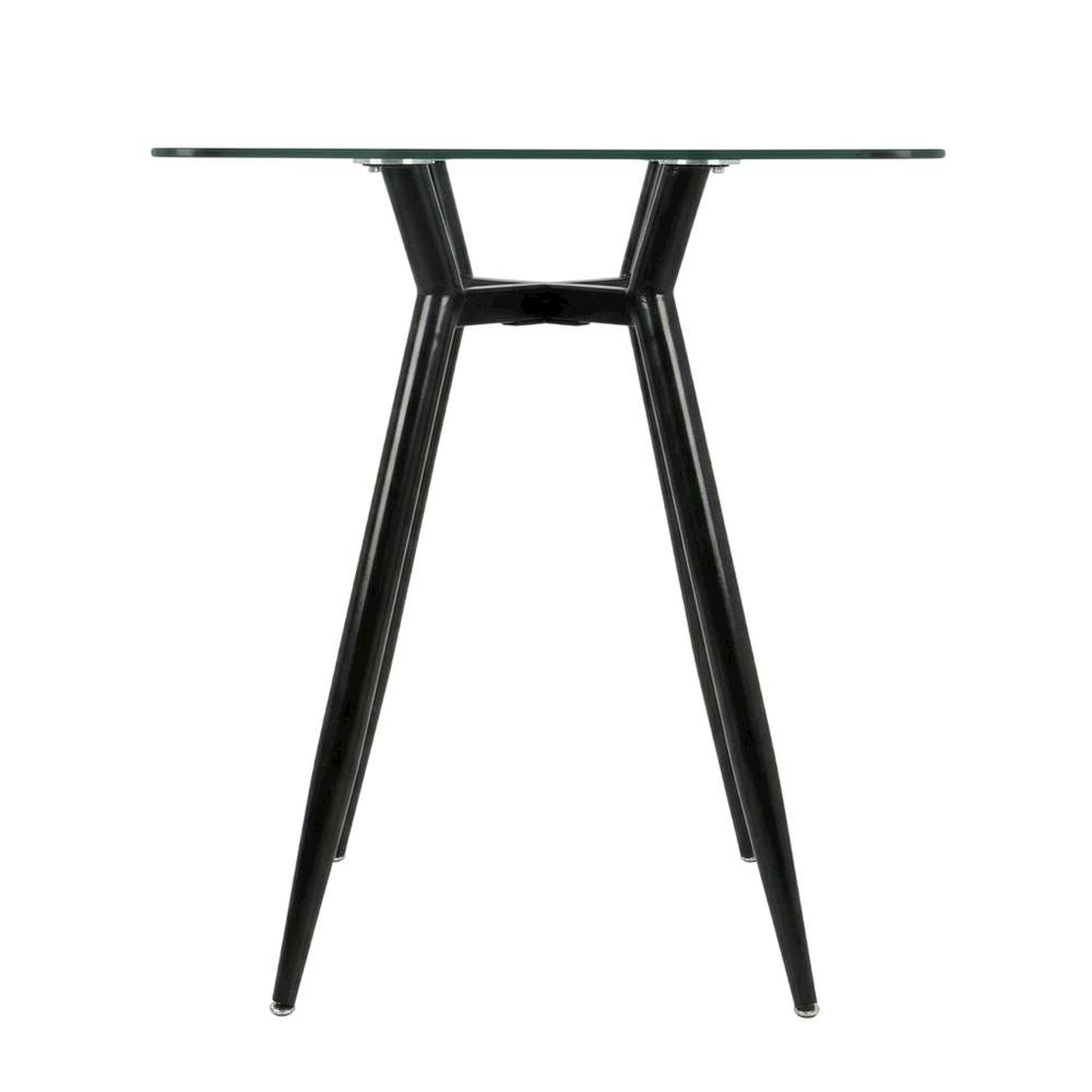 Square Modern Coffee Table with Black Metal Legs and Clear Glass Top