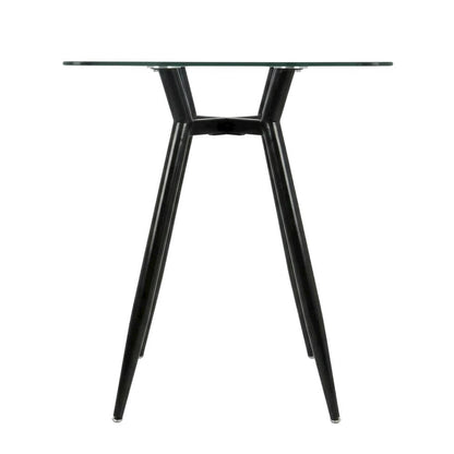 Square Modern Coffee Table with Black Metal Legs and Clear Glass Top