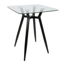 Square Modern Coffee Table with Black Metal Legs and Clear Glass Top