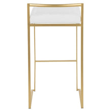 Gold stackable barstools with white velvet cushions, set of 2