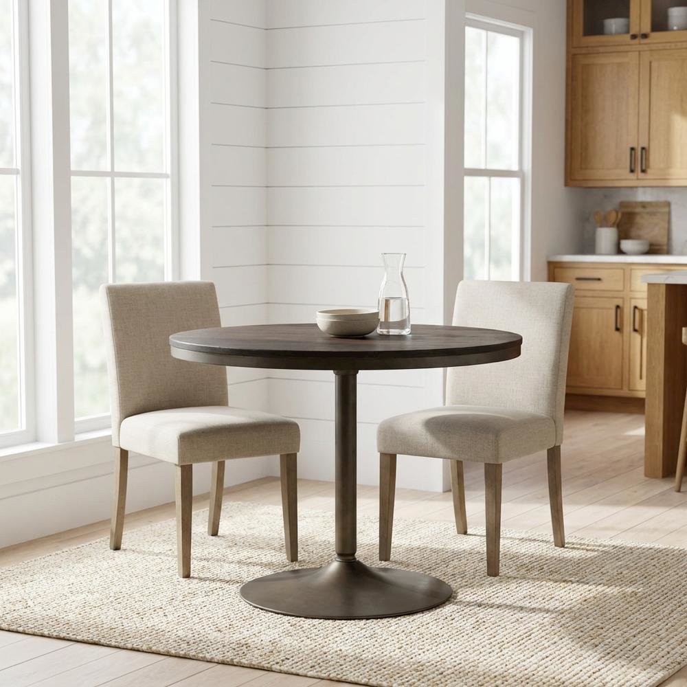 Industrial-style dining table with antique metal frame