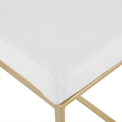 Gold stackable barstools with white velvet cushions, set of 2