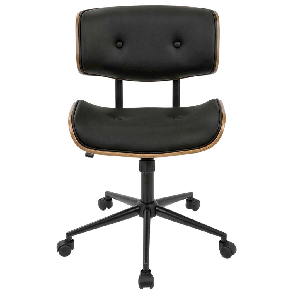 Mid-Century Modern Adjustable Office Chair with Walnut Finish and Black Accents