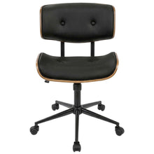 Mid-Century Modern Adjustable Office Chair with Walnut Finish and Black Accents