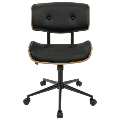 Mid-Century Modern Adjustable Office Chair with Walnut Finish and Black Accents