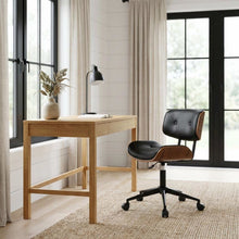 Mid-Century Modern Adjustable Office Chair with Walnut Finish and Black Accents