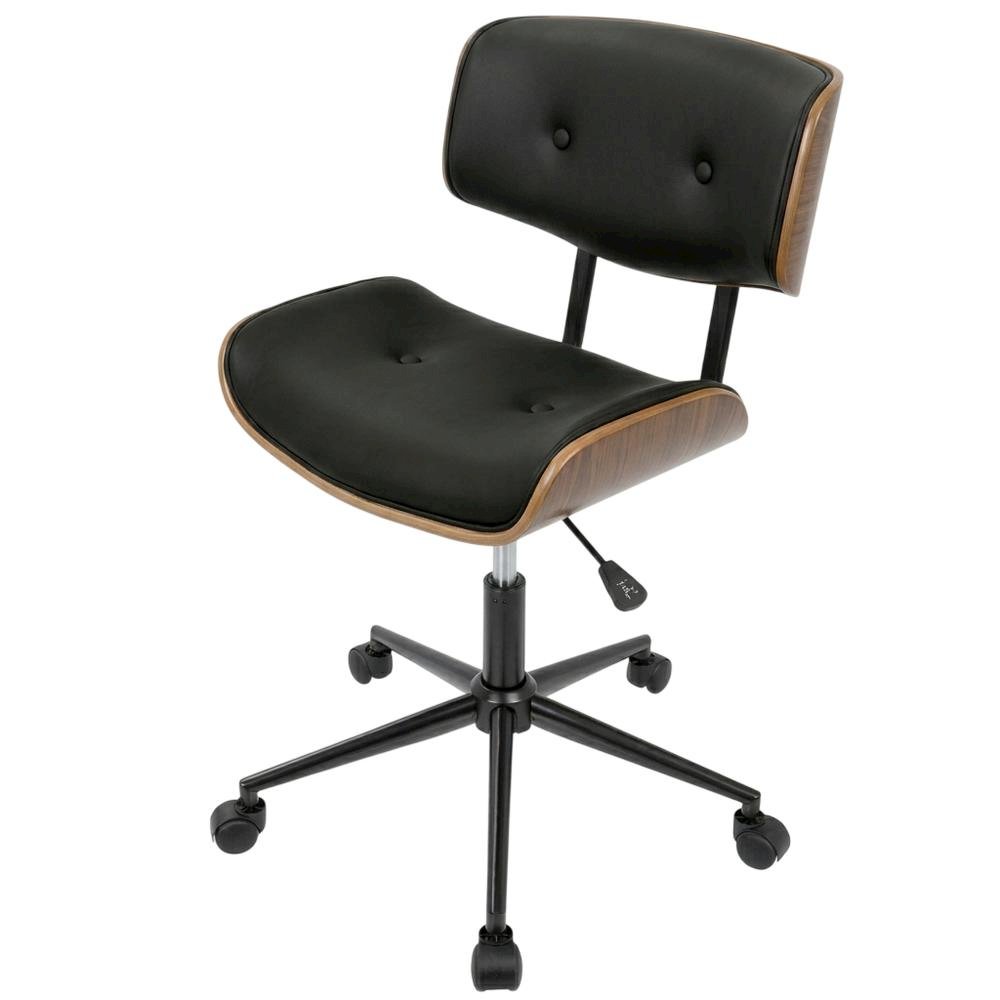 Mid-Century Modern Adjustable Office Chair with Walnut Finish and Black Accents