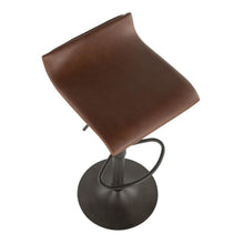 Ale Industrial Barstool in Antique Metal and Brown Faux Leather - Set of 2