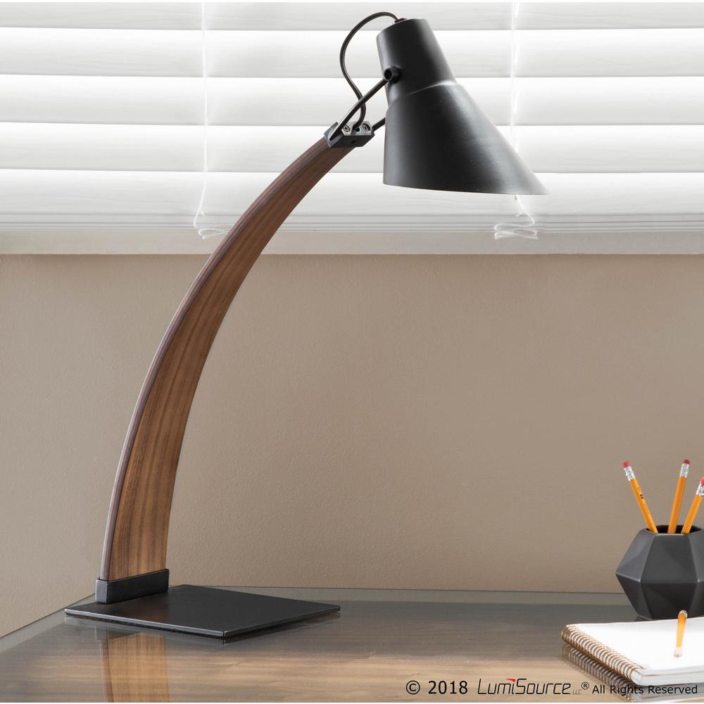Noah Mid-Century Modern Table Lamp in Walnut and Black