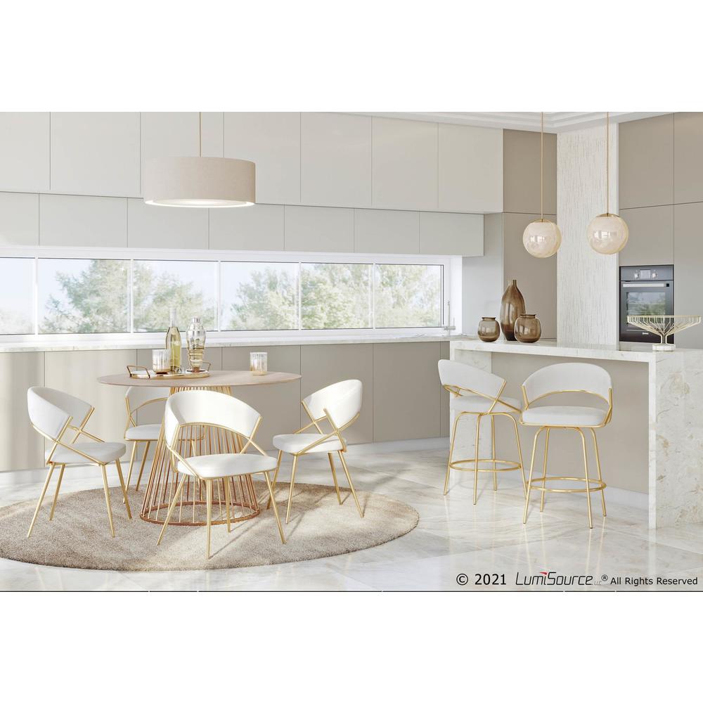 Gold Steel, Cream Velvet Jie Dining Chair - Set of 2