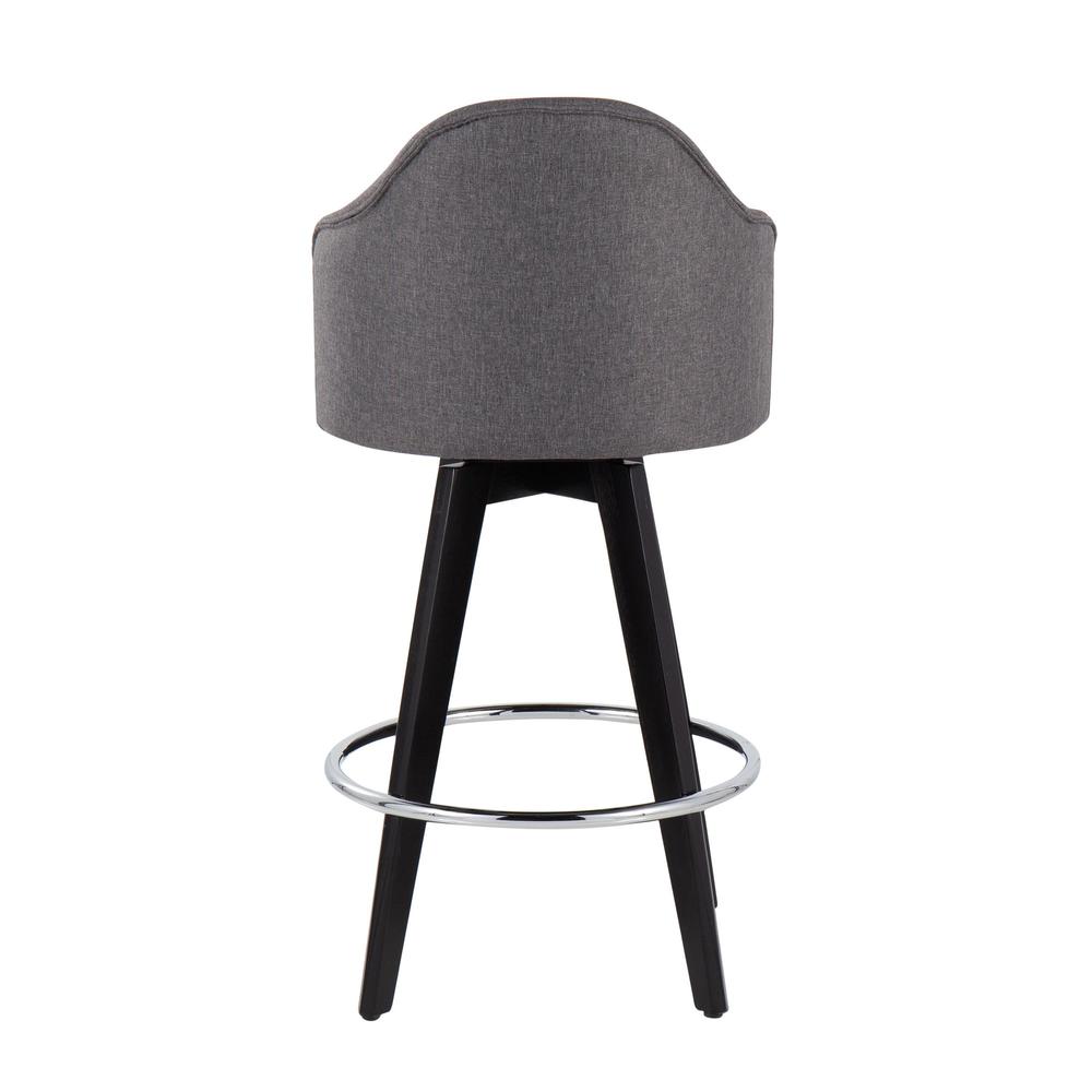 Black Wood, Chrome, Grey Fabric Ahoy 26" Counter Stool - Set of 2
