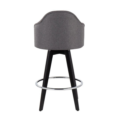Black Wood, Chrome, Grey Fabric Ahoy 26" Counter Stool - Set of 2
