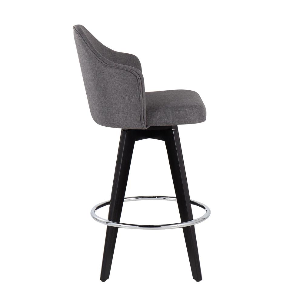 Black Wood, Chrome, Grey Fabric Ahoy 26" Counter Stool - Set of 2