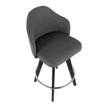 Black Wood, Chrome, Grey Fabric Ahoy 26" Counter Stool - Set of 2