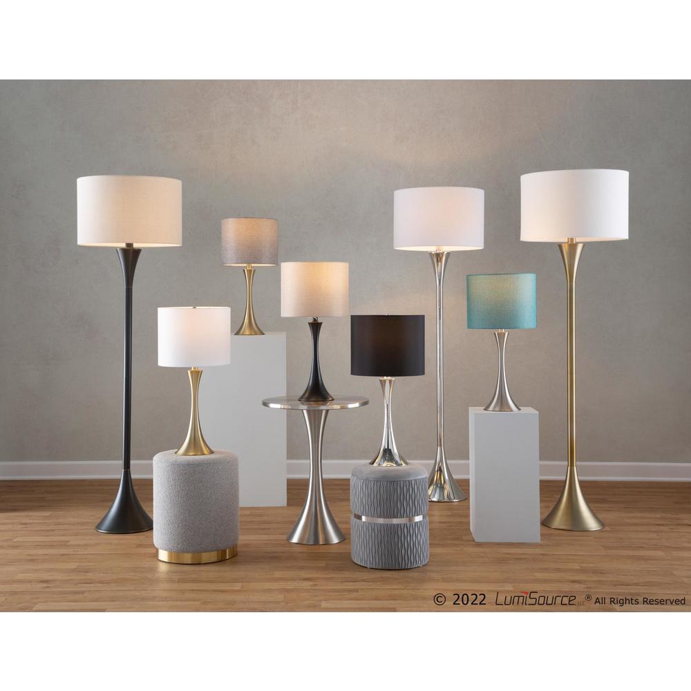 Brushed Nickel, Turquoise Linen Lenuxe 24" Metal Table Lamp - Set of 2