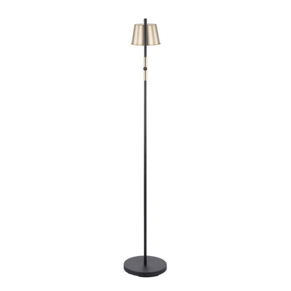 Metric Industrial Floor Lamp in Black and Antique Brass