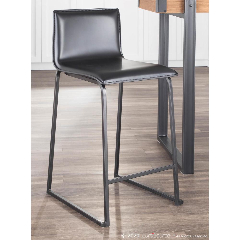 Black Metal, Black PU Mara Counter Stool - Set of 2