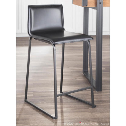 Black Metal, Black PU Mara Counter Stool - Set of 2
