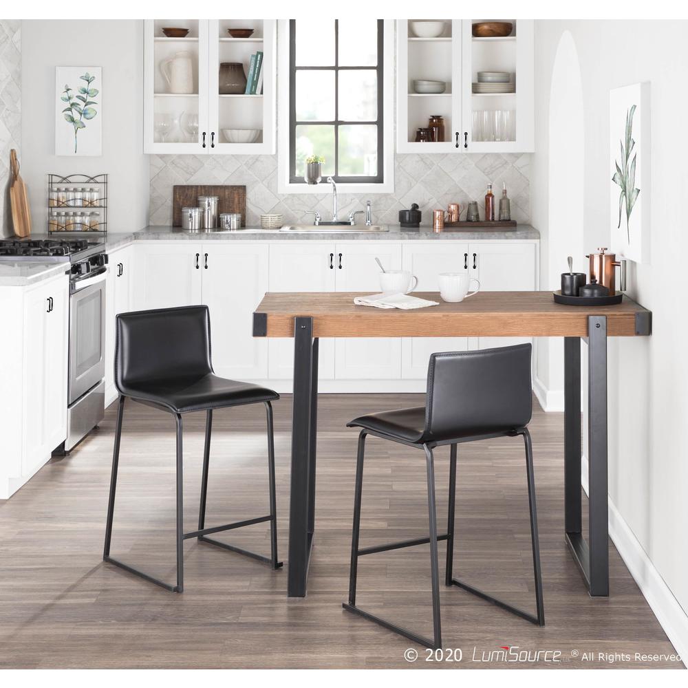 Black Metal, Black PU Mara Counter Stool - Set of 2