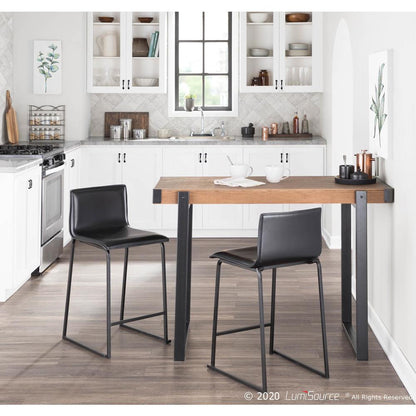 Black Metal, Black PU Mara Counter Stool - Set of 2