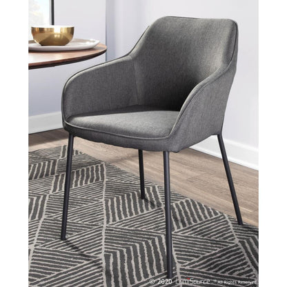 Black Metal, Charcoal Fabric Daniella Dining Chair - Set of 2