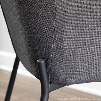 Black Metal, Charcoal Fabric Daniella Dining Chair - Set of 2