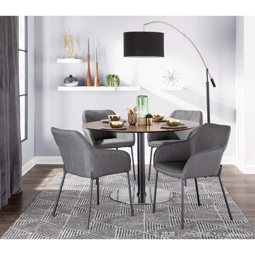 Black Metal, Charcoal Fabric Daniella Dining Chair - Set of 2