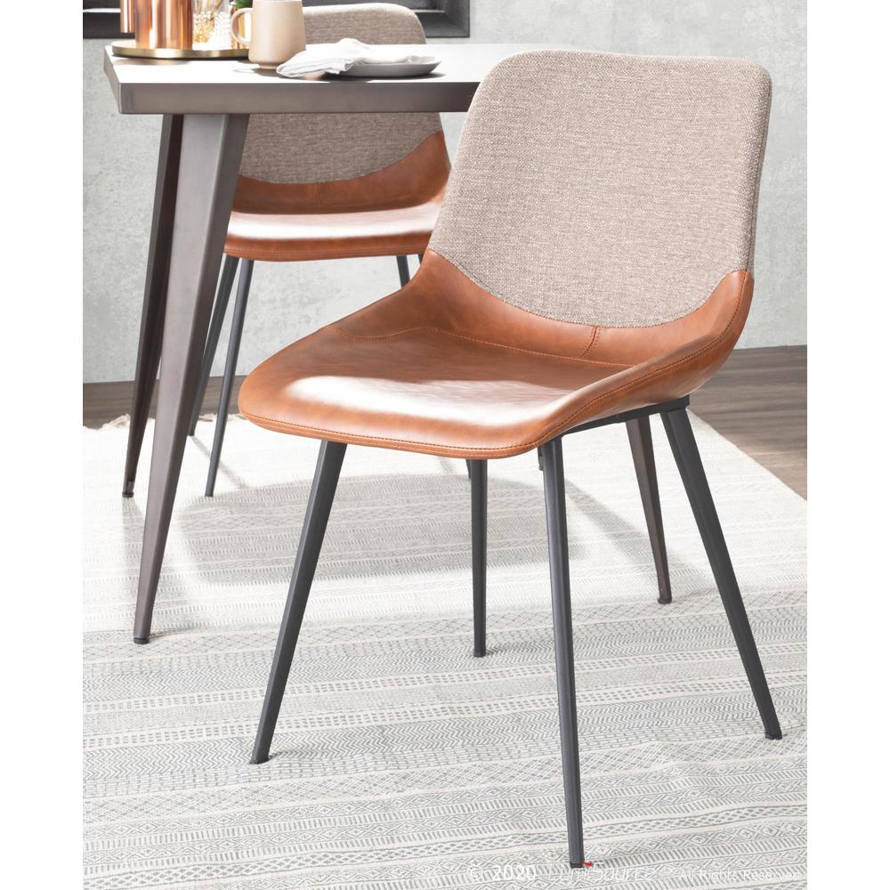 Black Metal, Espresso PU, Brown Fabric Outlaw Two-Tone Chair - Set of 2