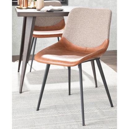 Black Metal, Espresso PU, Brown Fabric Outlaw Two-Tone Chair - Set of 2
