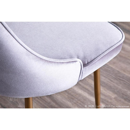 Gold Frame, Silver Velvet Fabric Marcel Dining Chair - Set of 2