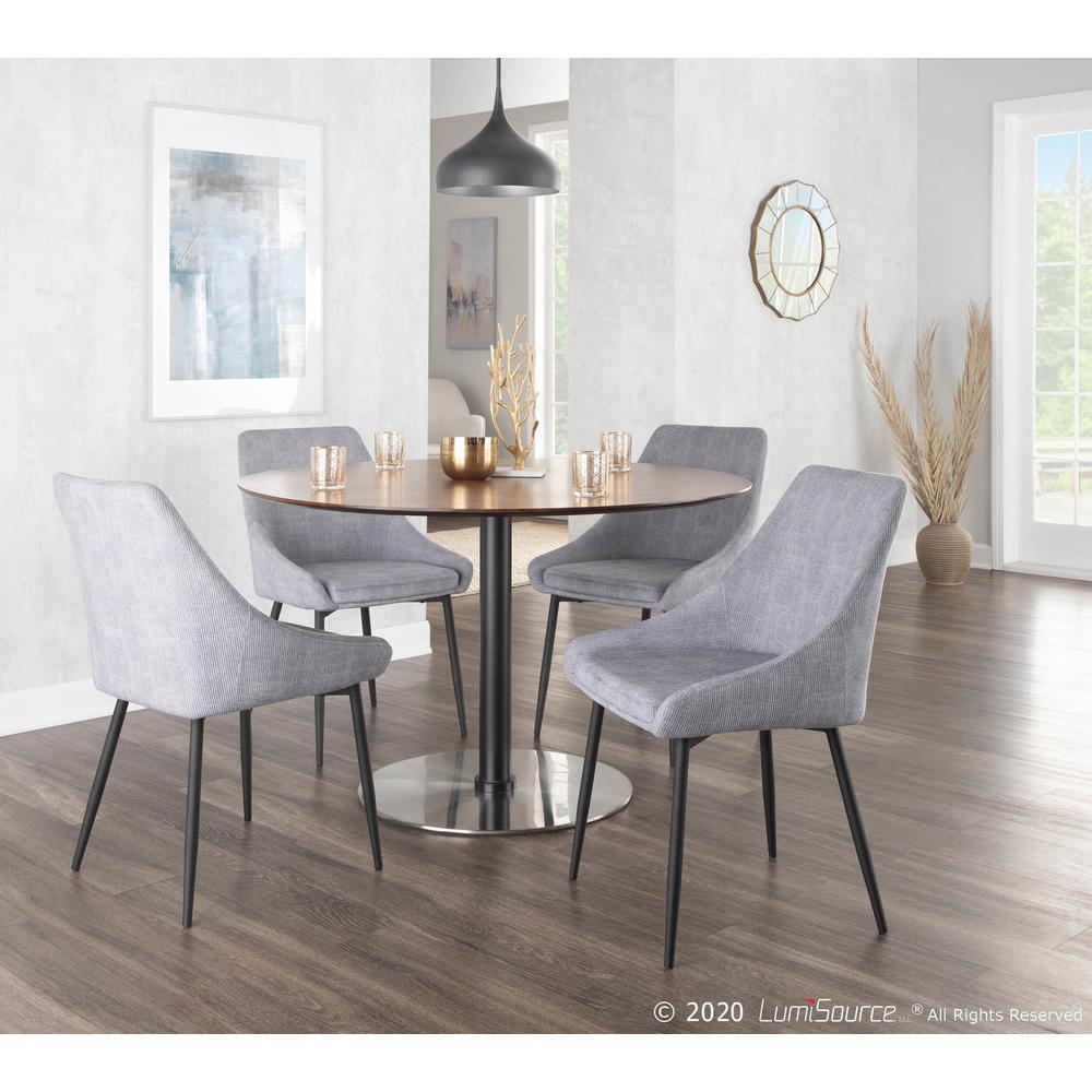 Black Metal, Grey Corduroy Diana Corduroy Chair - Set of 2