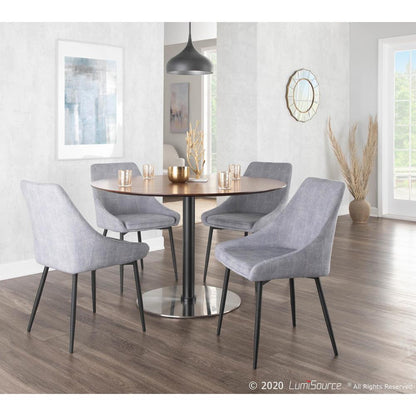 Black Metal, Grey Corduroy Diana Corduroy Chair - Set of 2