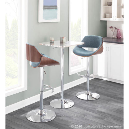 Walnut, Blue Fabrizzi Barstool