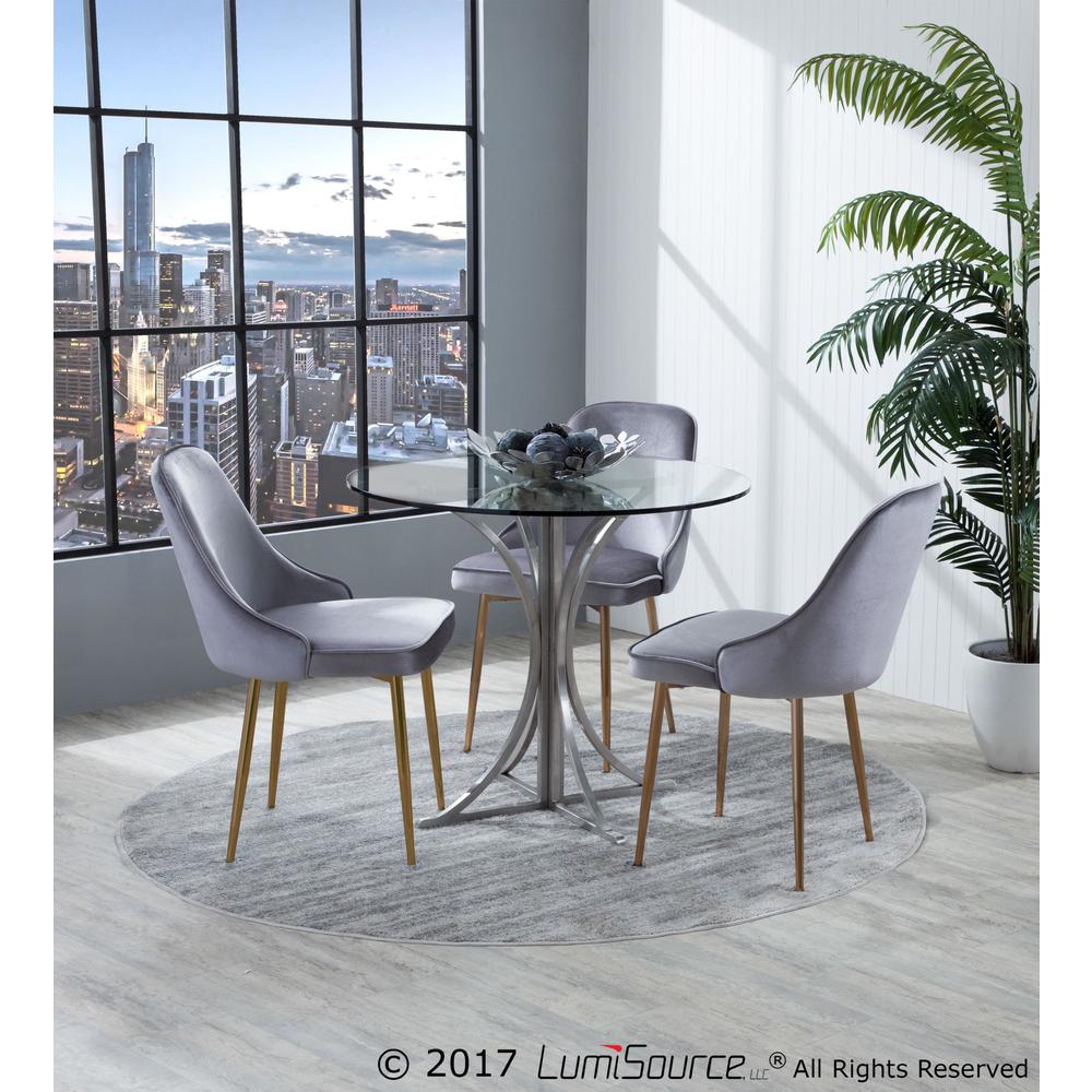 Gold Frame, Silver Velvet Fabric Marcel Dining Chair - Set of 2