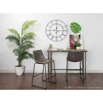 Roman Industrial Counter Table in Grey and Natural