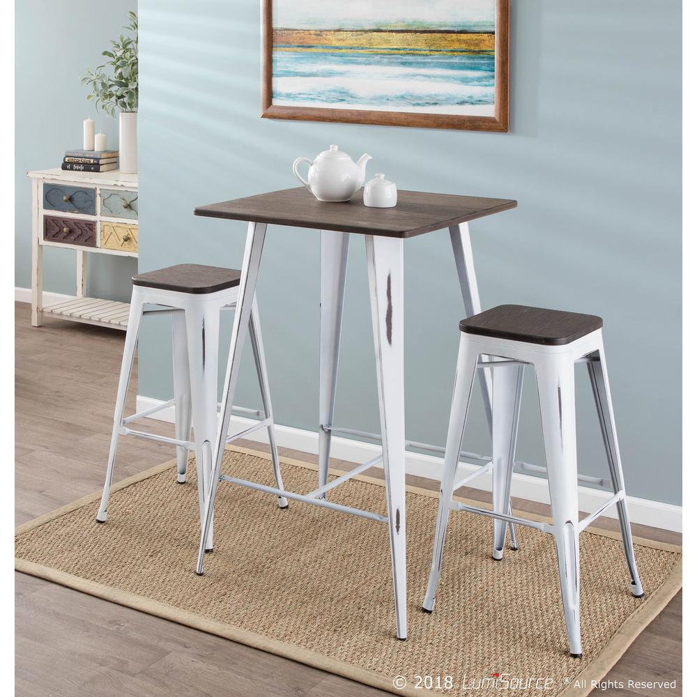 Oregon Industrial Stackable Barstool in Vintage White and Espresso - Set of 2