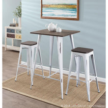 Oregon Industrial Stackable Barstool in Vintage White and Espresso - Set of 2