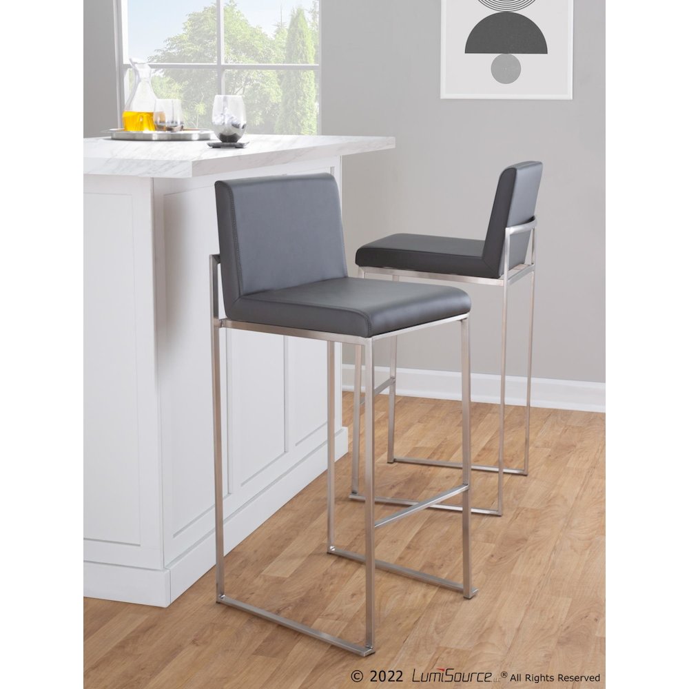 Fuji High Back 30" Fixed-Height Barstool - Set of 3