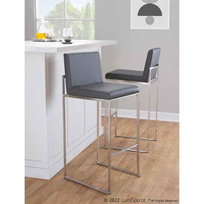 Fuji High Back 30" Fixed-Height Barstool - Set of 3