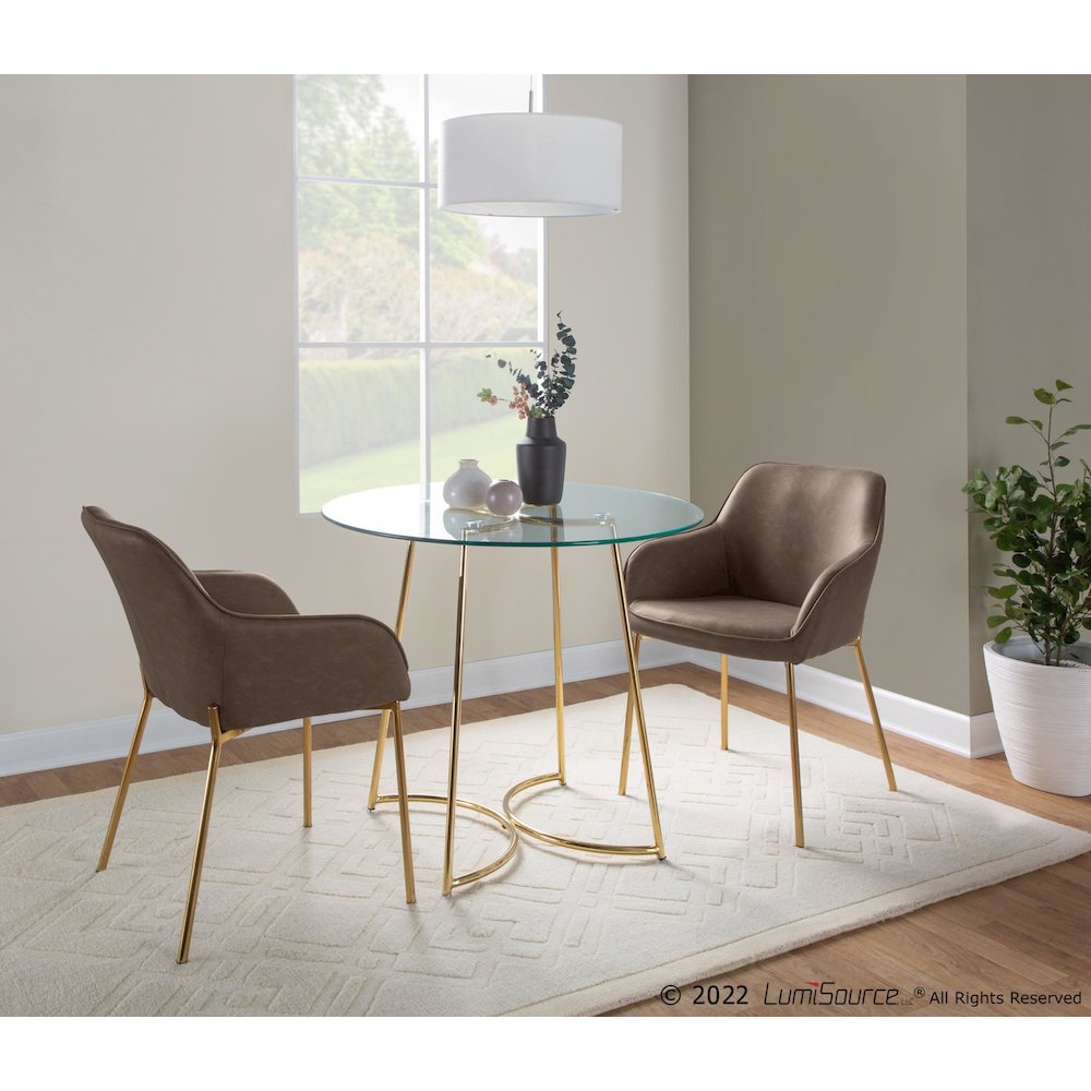 Gold Steel, Espresso PU Daniella Dining Chair - Set of 2