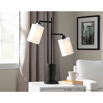 Black Metal, White Shades Cannes Table Lamp
