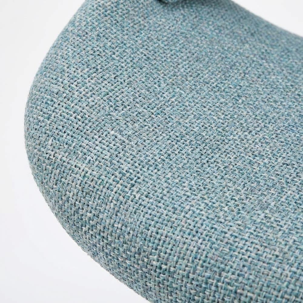 Walnut and Blue Noise Fabric Counter Stools, Mid-Century Modern Style, Set of 2