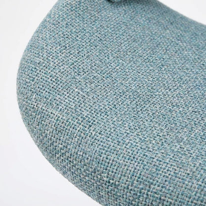 Walnut and Blue Noise Fabric Counter Stools, Mid-Century Modern Style, Set of 2
